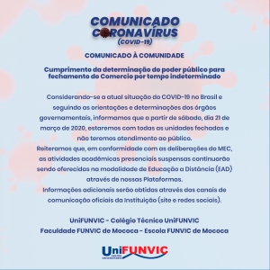 COMUNICADO À COMUNIDADE  COVID-19