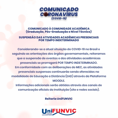 COMUNICADO À COMUNIDADE ACADÊMICA